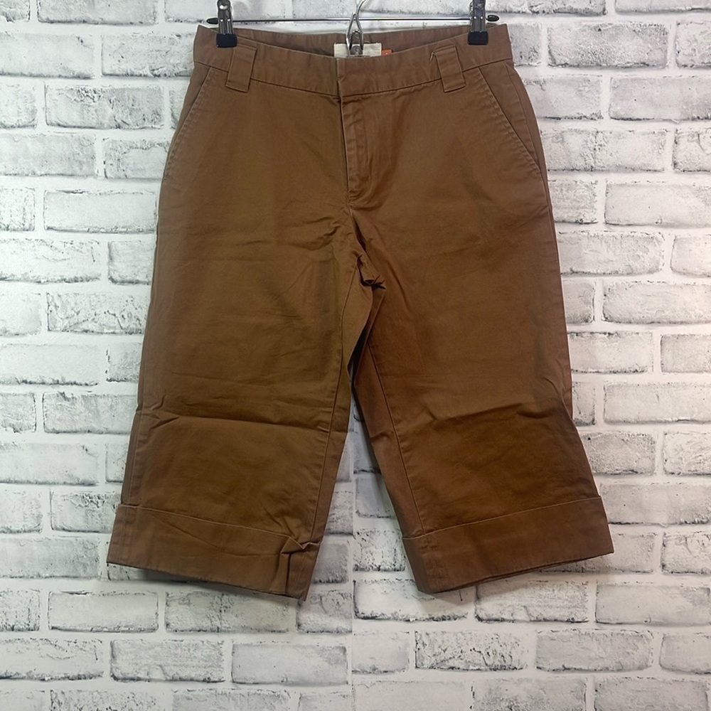 Weatherproof Brown Cuffed Capris 6